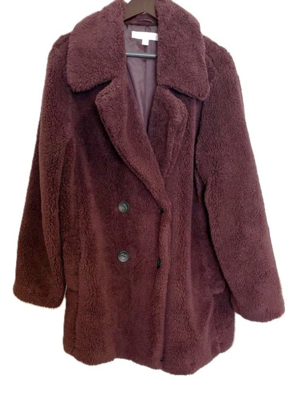 New York & Company Teddy Sherpa Pea Jacket Coat Size XL